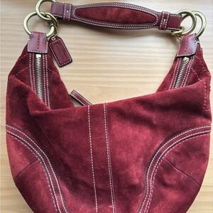 Coach Burgundy Suede Hobo Bag
